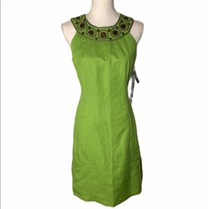 K Studio 💚🤎NWT beaded neckline sheath dress size 6